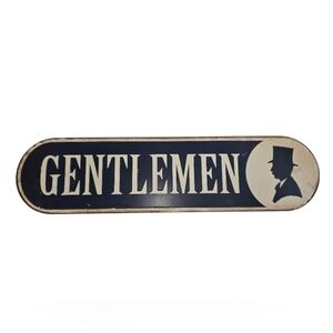 Gentlemen Tin Restroom Bathroom Sign Blue &Cream Gentleman Vintage Style Read